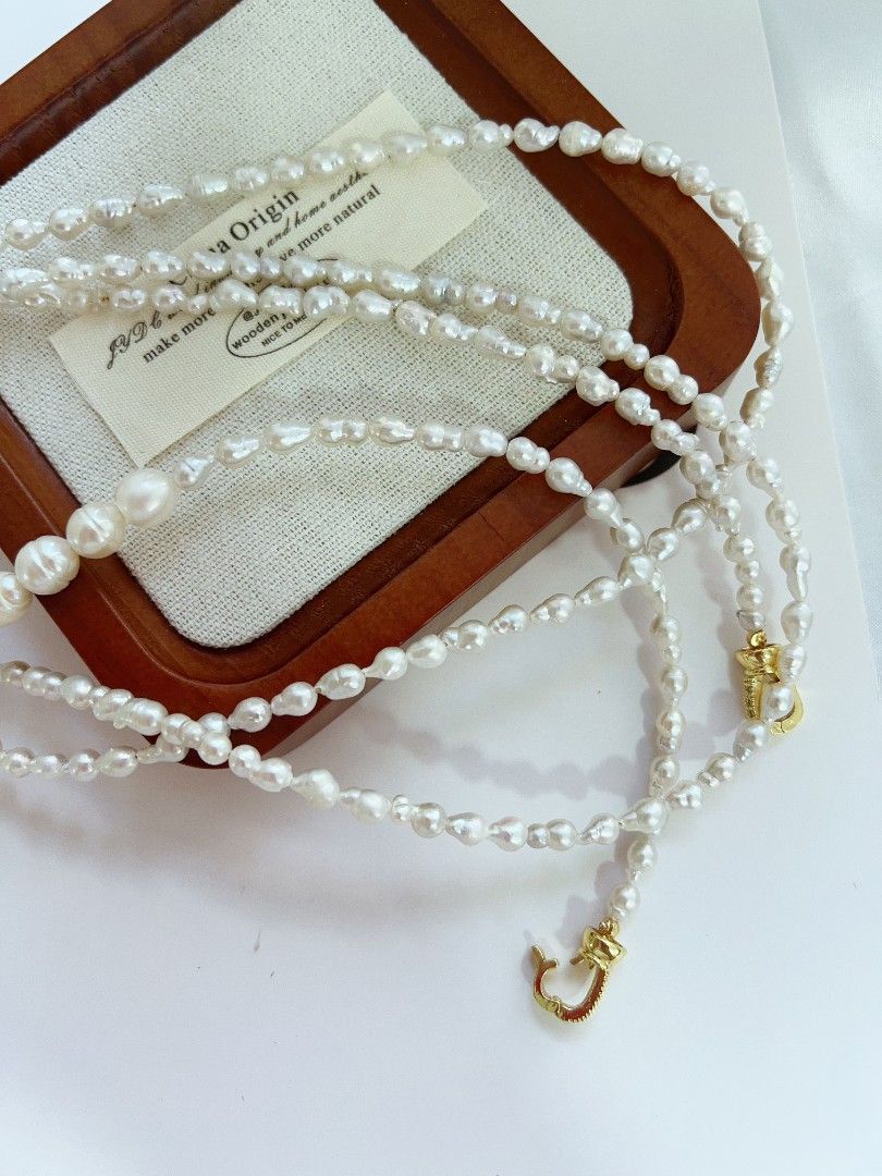 #PN1165 Freshwater Pearl Necklace| Long 3 Rounds Sweater Necklace| 4-5mm| Natural Growth Lines| Mixed Size| Multiple Wearing | Versatile| Daily Jewelry