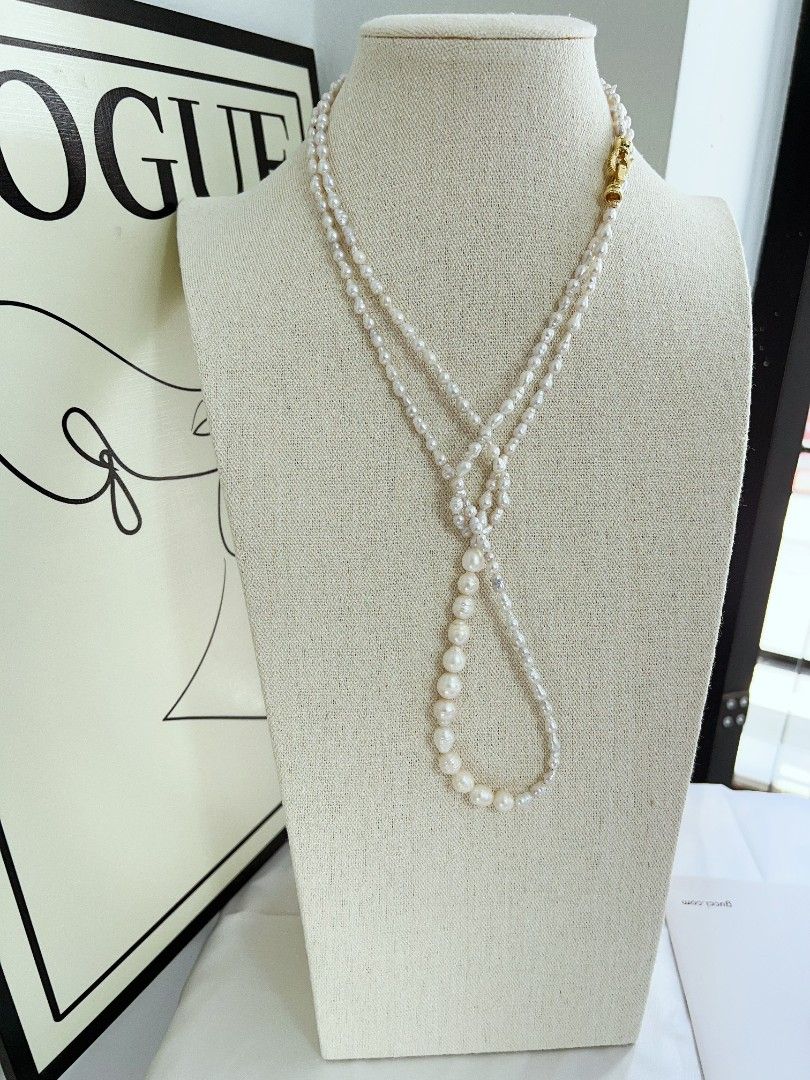 #PN1165 Freshwater Pearl Necklace| Long 3 Rounds Sweater Necklace| 4-5mm| Natural Growth Lines| Mixed Size| Multiple Wearing | Versatile| Daily Jewelry