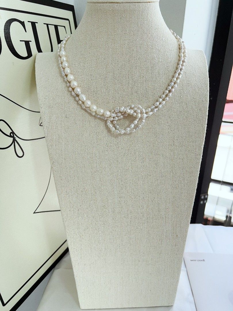#PN1165 Freshwater Pearl Necklace| Long 3 Rounds Sweater Necklace| 4-5mm| Natural Growth Lines| Mixed Size| Multiple Wearing | Versatile| Daily Jewelry