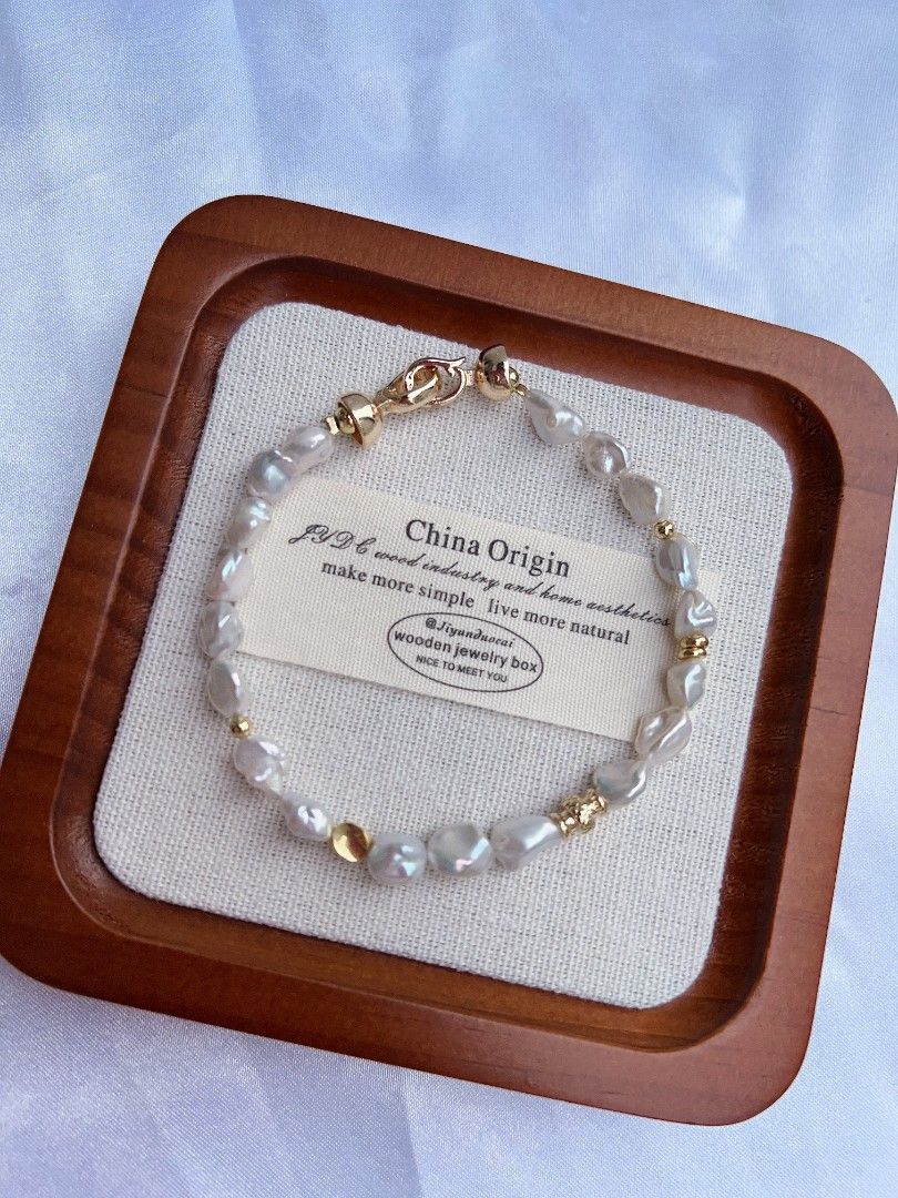 #PN1175 Freshwater Pearl Necklace & Bracelet Set| Silver Stone Pearl| Big Petal| Citrine| Elegance & Simplicity| Popular Design| Only One Set| Gift 💐 Choice