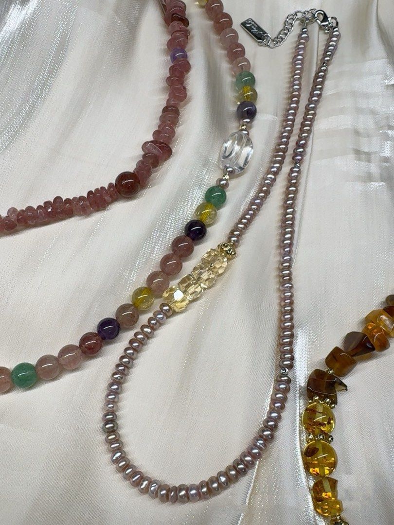 #PN618 [Pearl Necklace] Freshwater Pearl Necklace | Minimalist | Stacked Purple Baby Baroque Pearl | High Clarity Faceted Citrine Square | Superb Lustre| High Quality 40+5cm