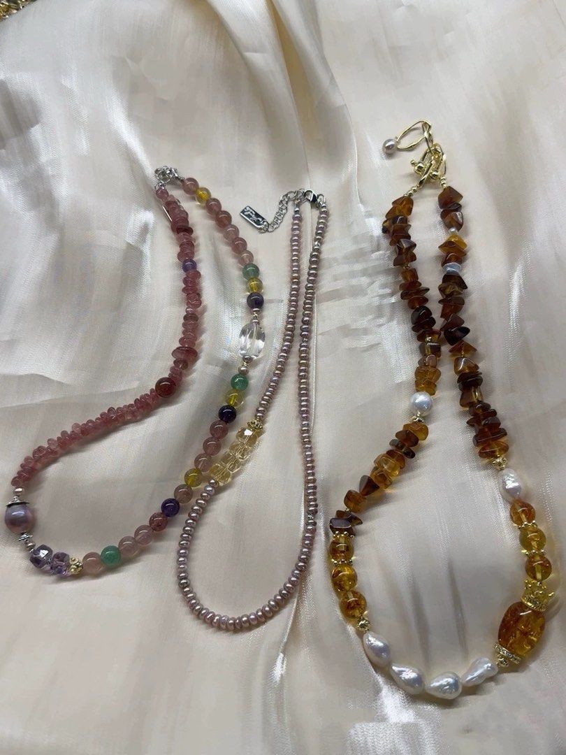 #PN618 [Pearl Necklace] Freshwater Pearl Necklace | Minimalist | Stacked Purple Baby Baroque Pearl | High Clarity Faceted Citrine Square | Superb Lustre| High Quality 40+5cm