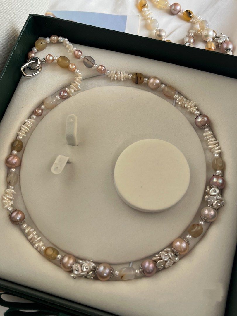 #PN623 [Floral Series] Freshwater Pearl Necklace | Agate| Edison Pearls| Pearl Petals| Gorgeous