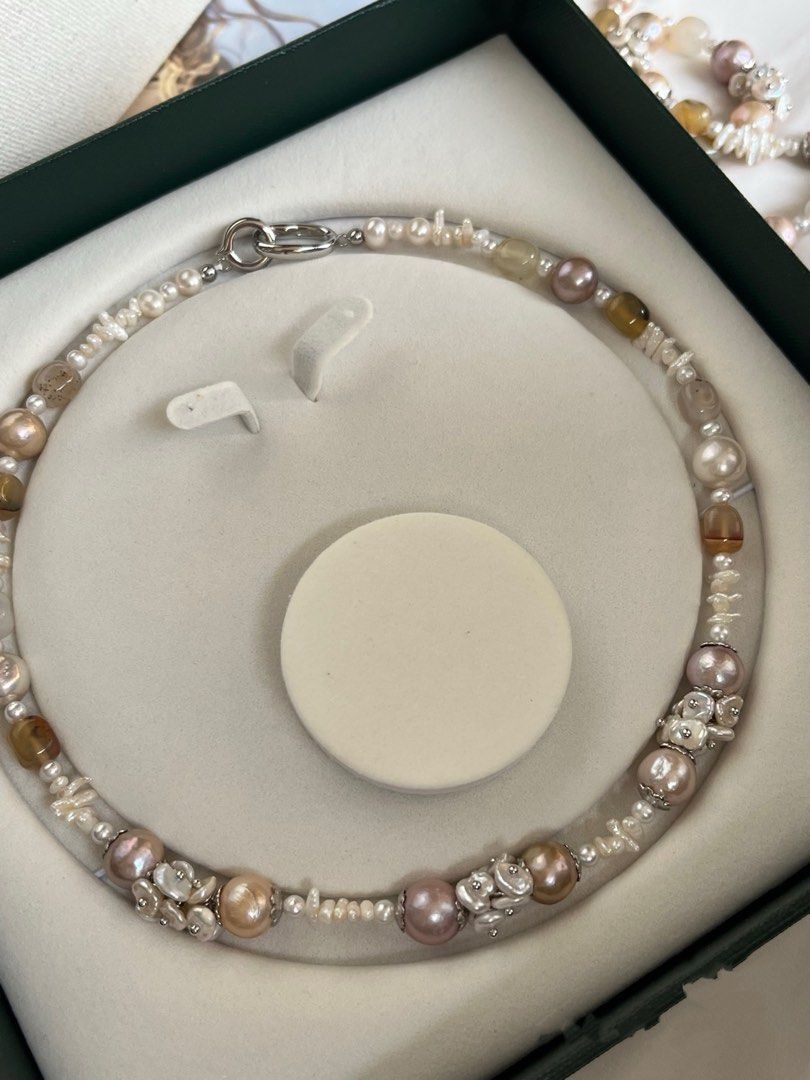 #PN623 [Floral Series] Freshwater Pearl Necklace | Agate| Edison Pearls| Pearl Petals| Gorgeous