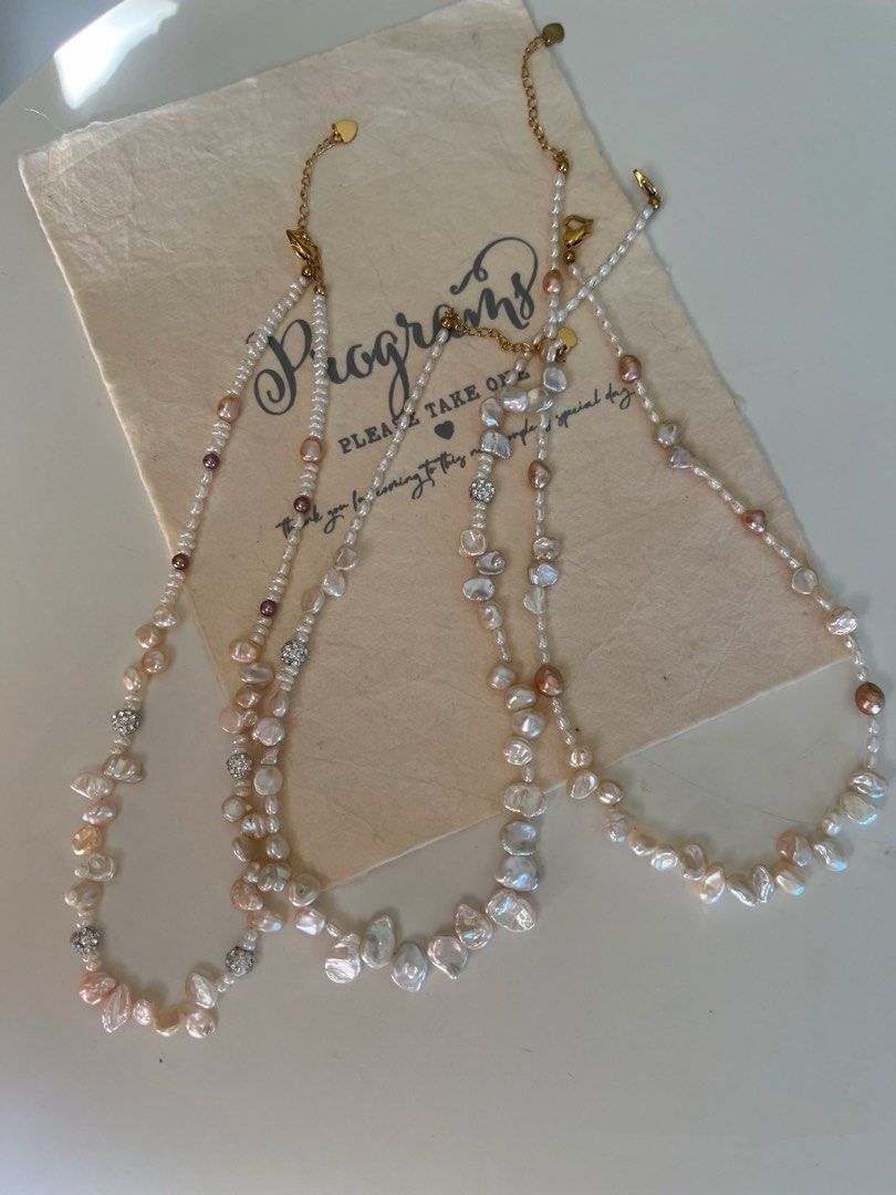 #PN626 Freshwater Pearl Necklace | Champagne Gold Lustre| Baby Petal Pearl | Lustrous