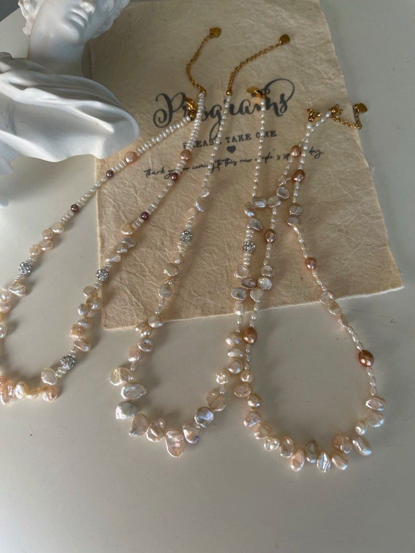 #PN626 Freshwater Pearl Necklace | Champagne Gold Lustre| Baby Petal Pearl | Lustrous