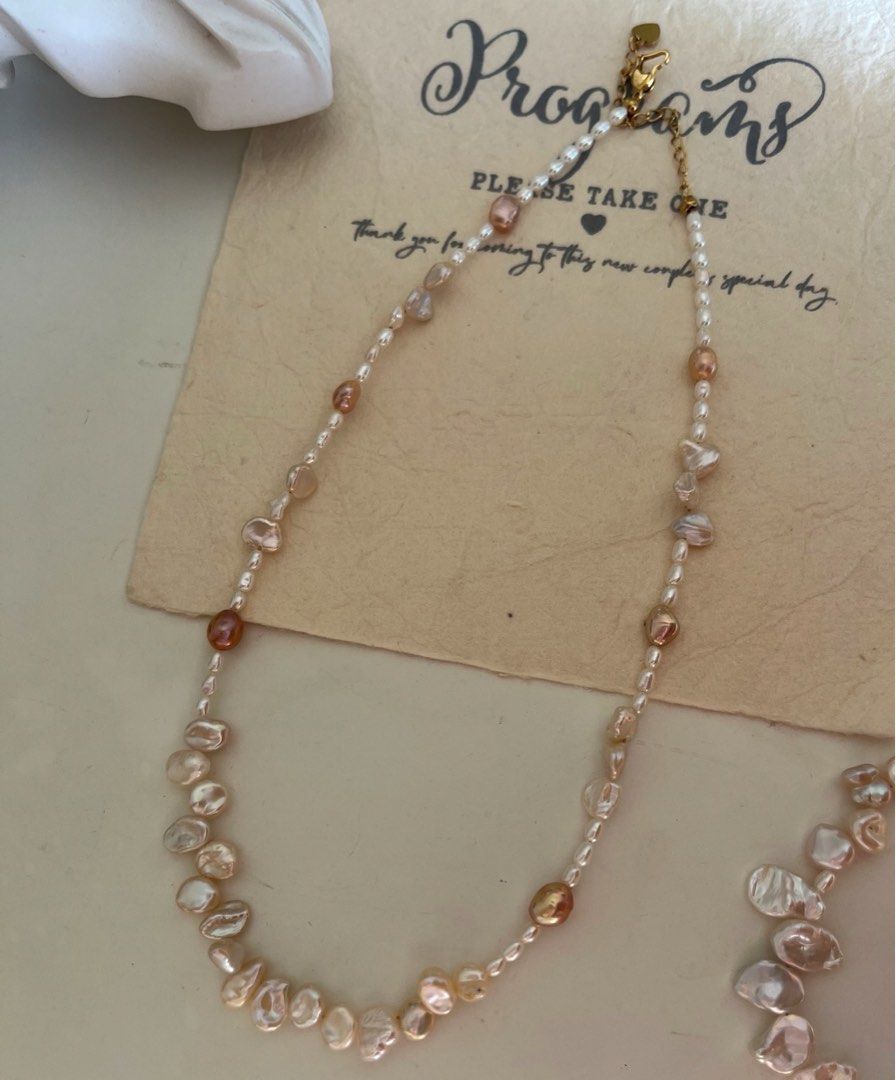 #PN626 Freshwater Pearl Necklace | Champagne Gold Lustre| Baby Petal Pearl | Lustrous