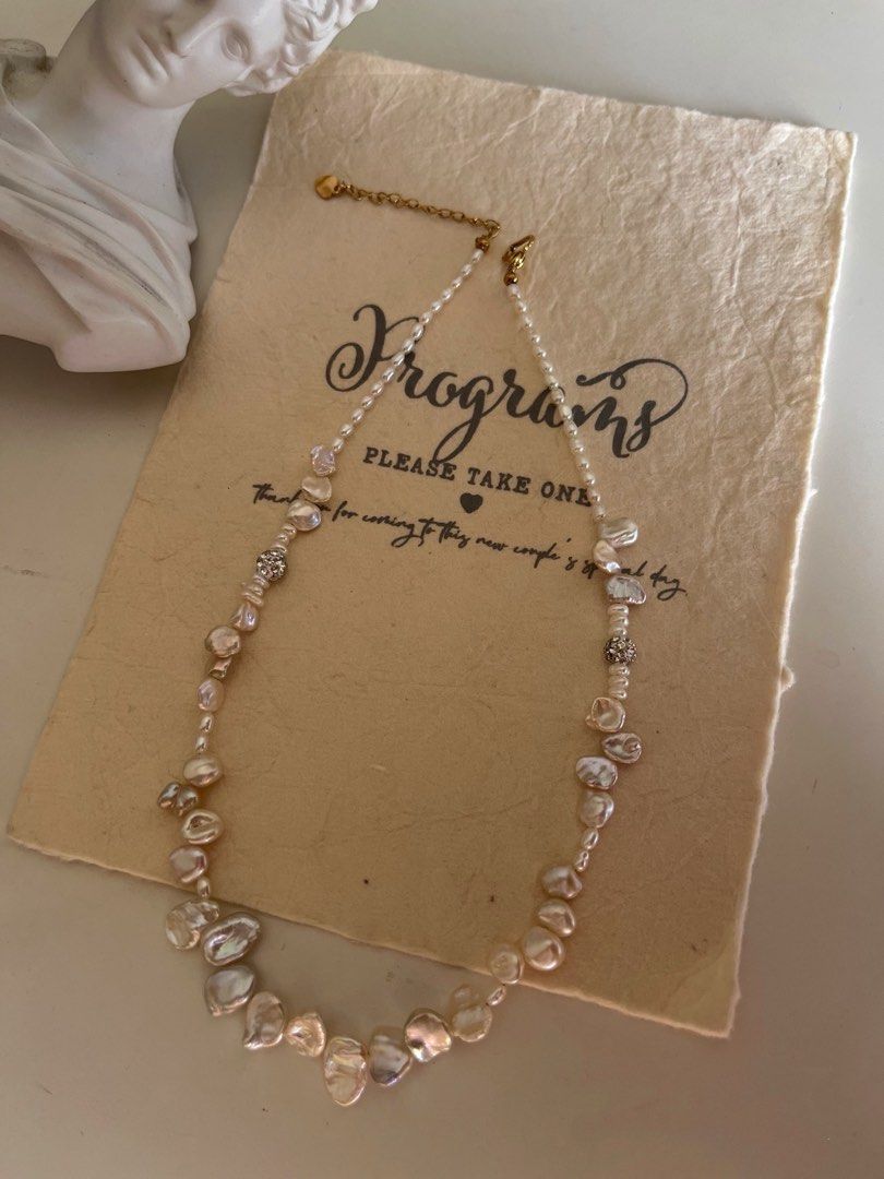 #PN626 Freshwater Pearl Necklace | Champagne Gold Lustre| Baby Petal Pearl | Lustrous
