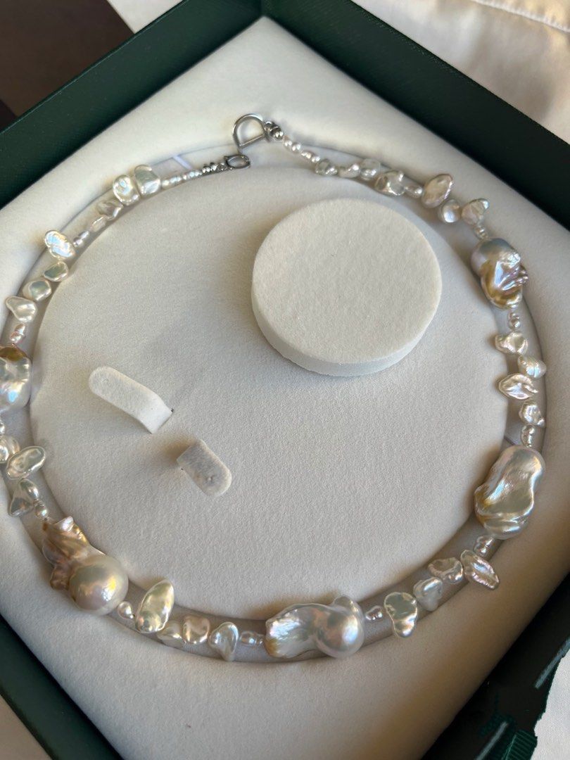 #PN628 Freshwater Pearl Necklace | Big Gilded Fishtail Baroque | Excellent Lustre | Petals