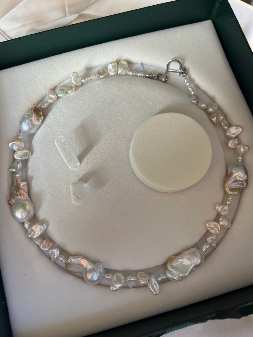 #PN628 Freshwater Pearl Necklace | Big Gilded Fishtail Baroque | Excellent Lustre | Petals