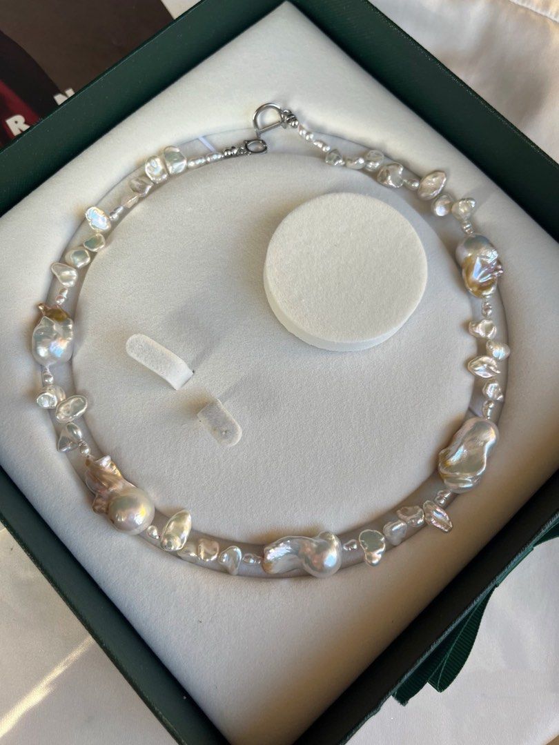 #PN628 Freshwater Pearl Necklace | Big Gilded Fishtail Baroque | Excellent Lustre | Petals