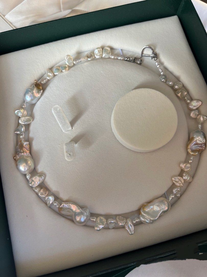 #PN628 Freshwater Pearl Necklace | Big Gilded Fishtail Baroque | Excellent Lustre | Petals