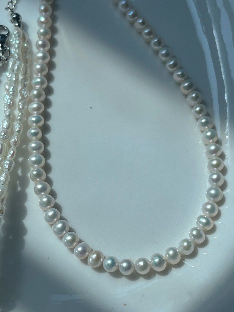 #PN647 Freshwater Pearl Necklace | Simplicity & Elegance| 3-layer |Lustrous Big Heart Shaped Pearl | Baby Pearl