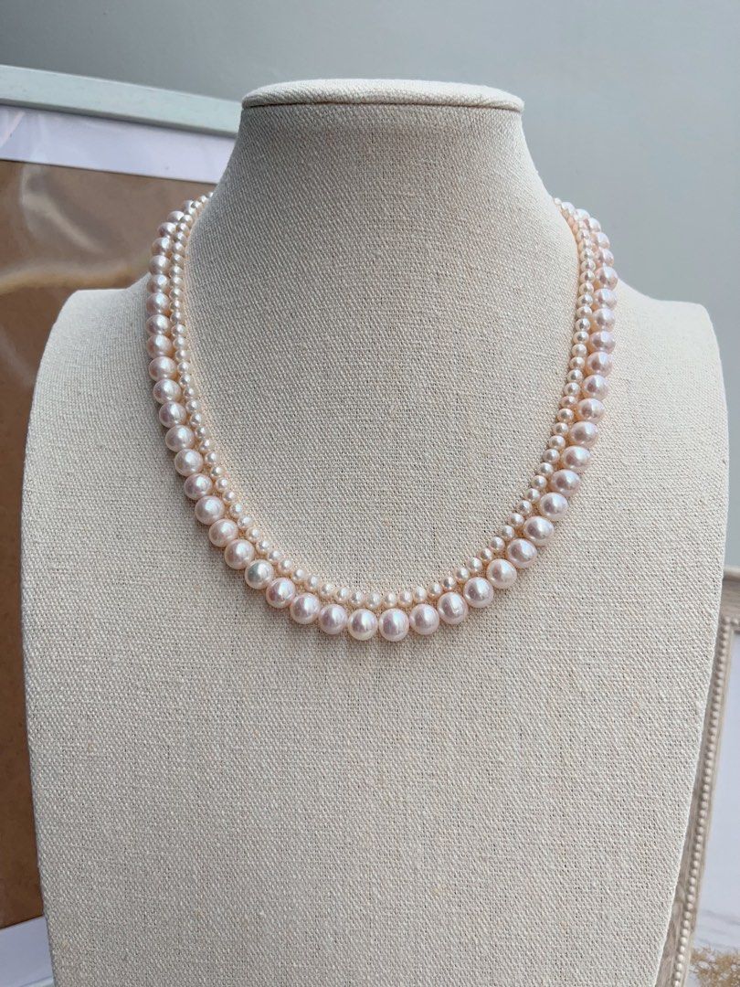 #PN652 Freshwater Pearl Necklace | Double Layered | High Quality | Lustrous | Baby Pearl| Pink Lustre| Multi Wear| Can Wear Separately