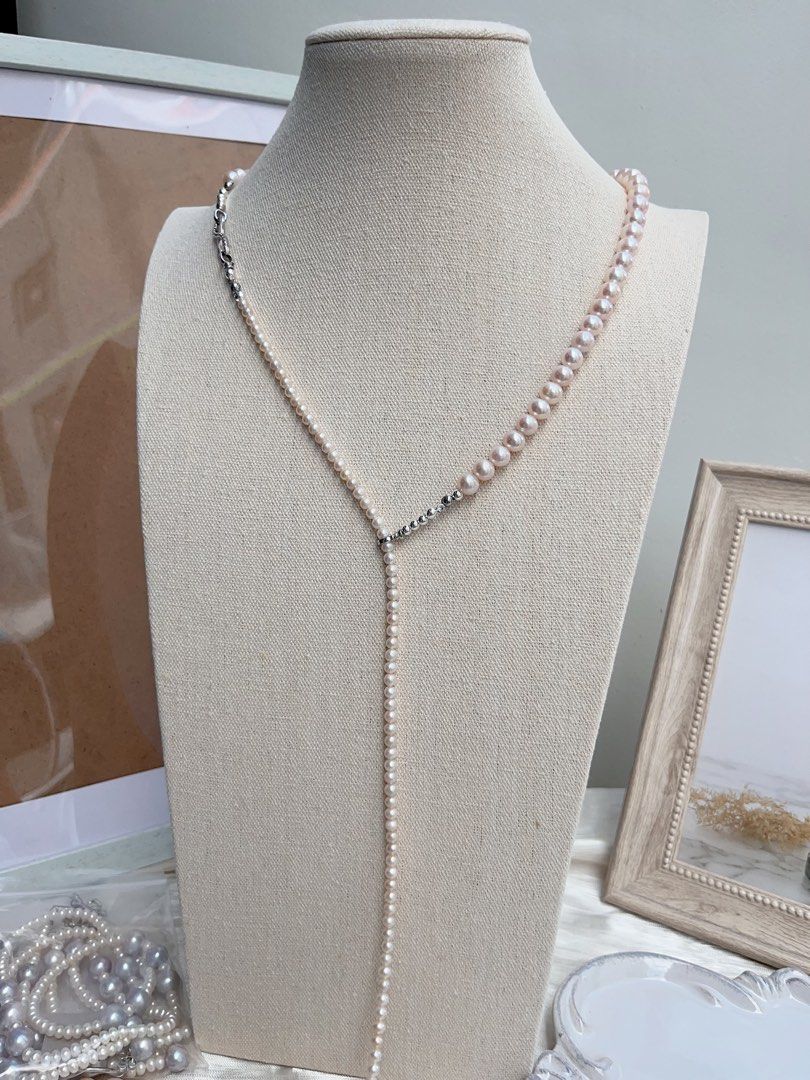 #PN652 Freshwater Pearl Necklace | Double Layered | High Quality | Lustrous | Baby Pearl| Pink Lustre| Multi Wear| Can Wear Separately