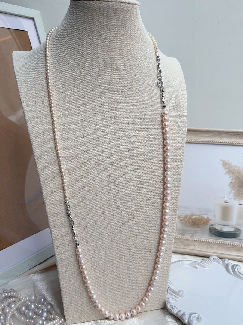 #PN652 Freshwater Pearl Necklace | Double Layered | High Quality | Lustrous | Baby Pearl| Pink Lustre| Multi Wear| Can Wear Separately