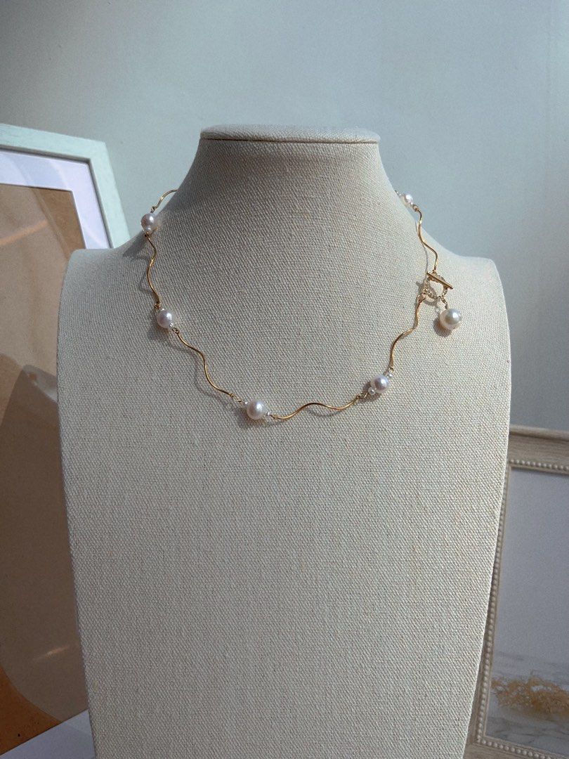 #PN655 Freshwater Pearl Necklace & Earrings Set| Stainless Steel | Titanium | Tarnish Free| Zircon Clasp| Pendant | “S” Shape