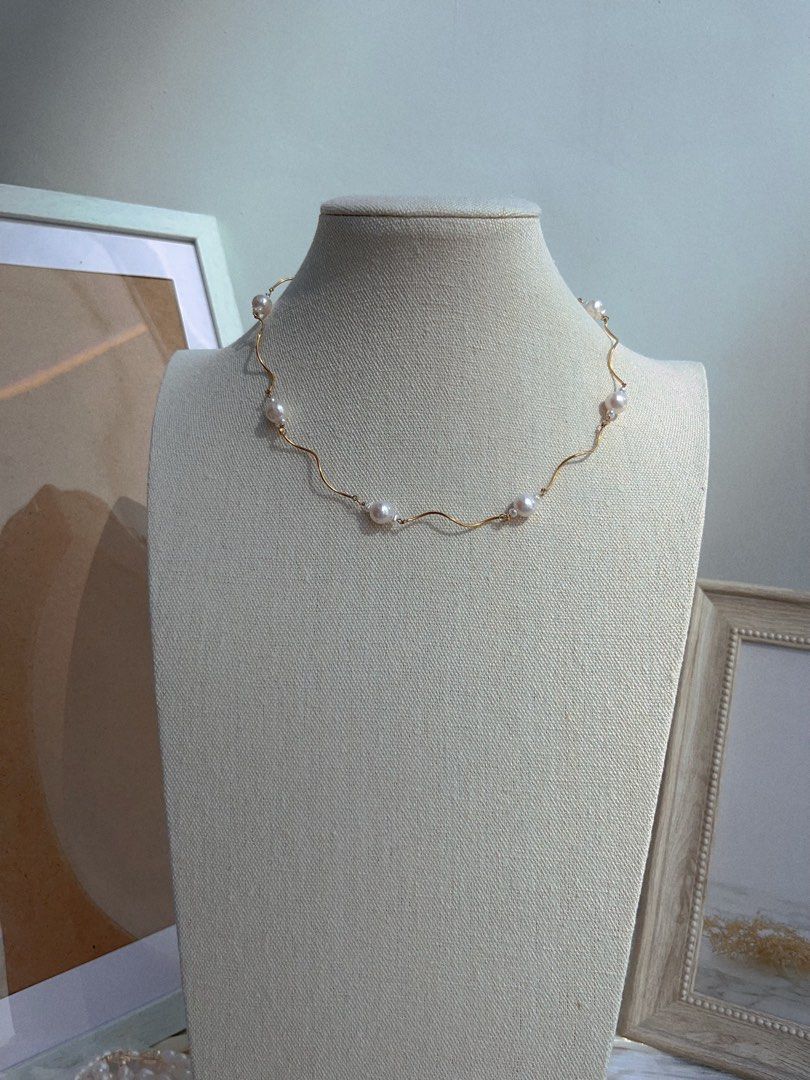 #PN655 Freshwater Pearl Necklace & Earrings Set| Stainless Steel | Titanium | Tarnish Free| Zircon Clasp| Pendant | “S” Shape