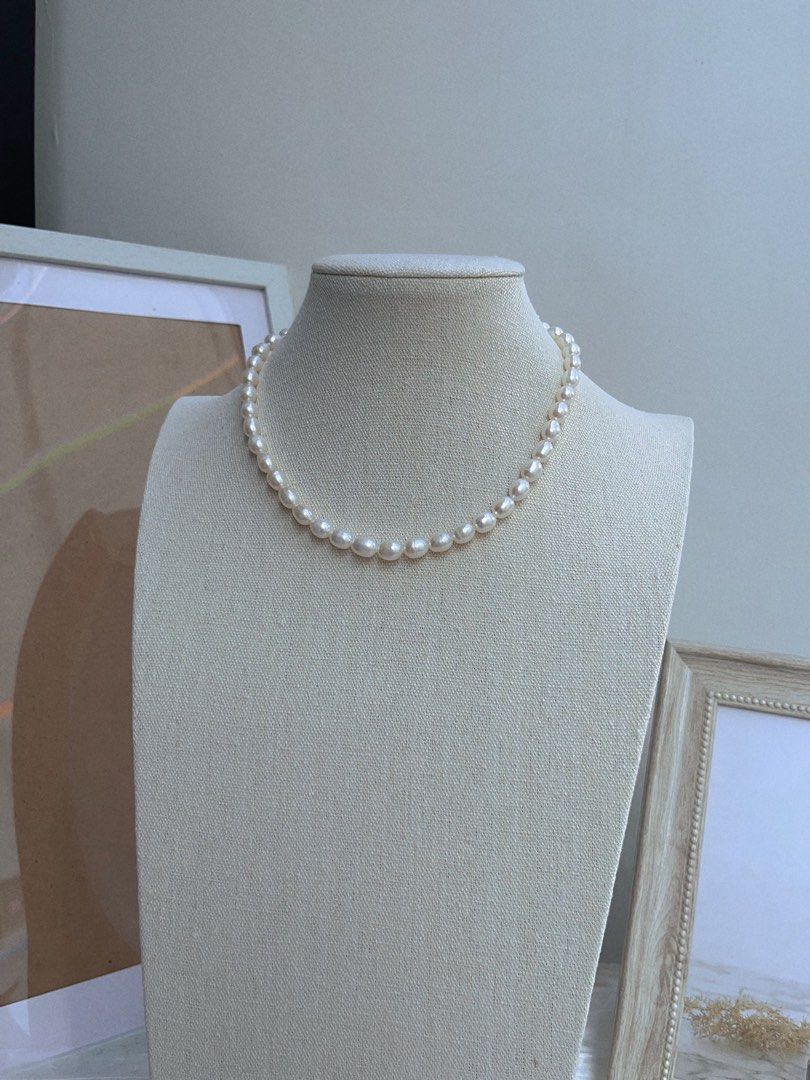 #PN657 Freshwater Pearl Necklace | Double Layered | Rice Pearl| Can Wear Separately | Multiple Wear| Lustrous | Natural Flaws| “8” Shaped Clasp