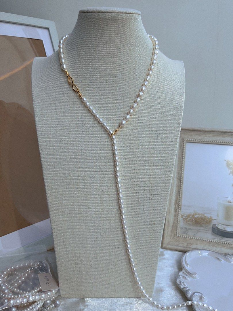 #PN657 Freshwater Pearl Necklace | Double Layered | Rice Pearl| Can Wear Separately | Multiple Wear| Lustrous | Natural Flaws| “8” Shaped Clasp