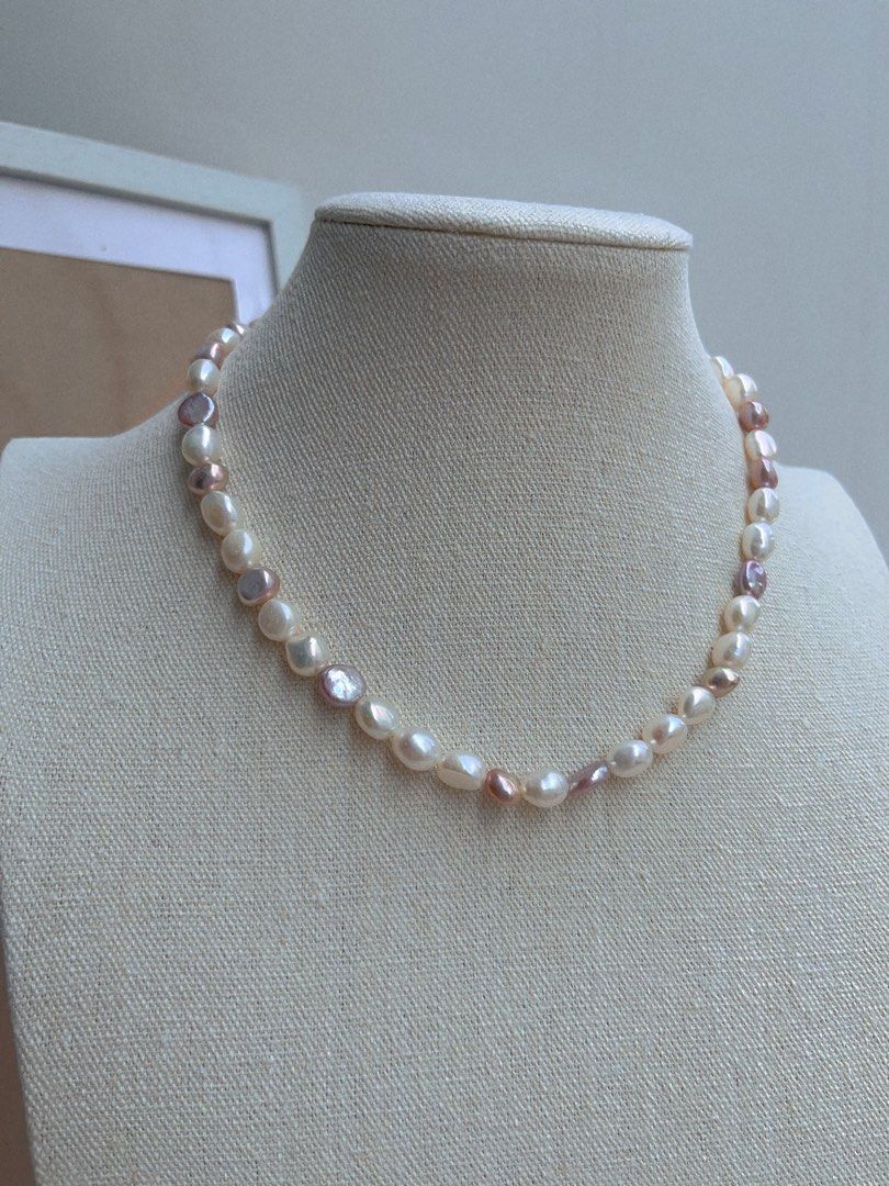 #PN658 France Romance | Freshwater Pearl Necklace | Baroque Pearl | Coin Pearl| Purple Metallic Lustre