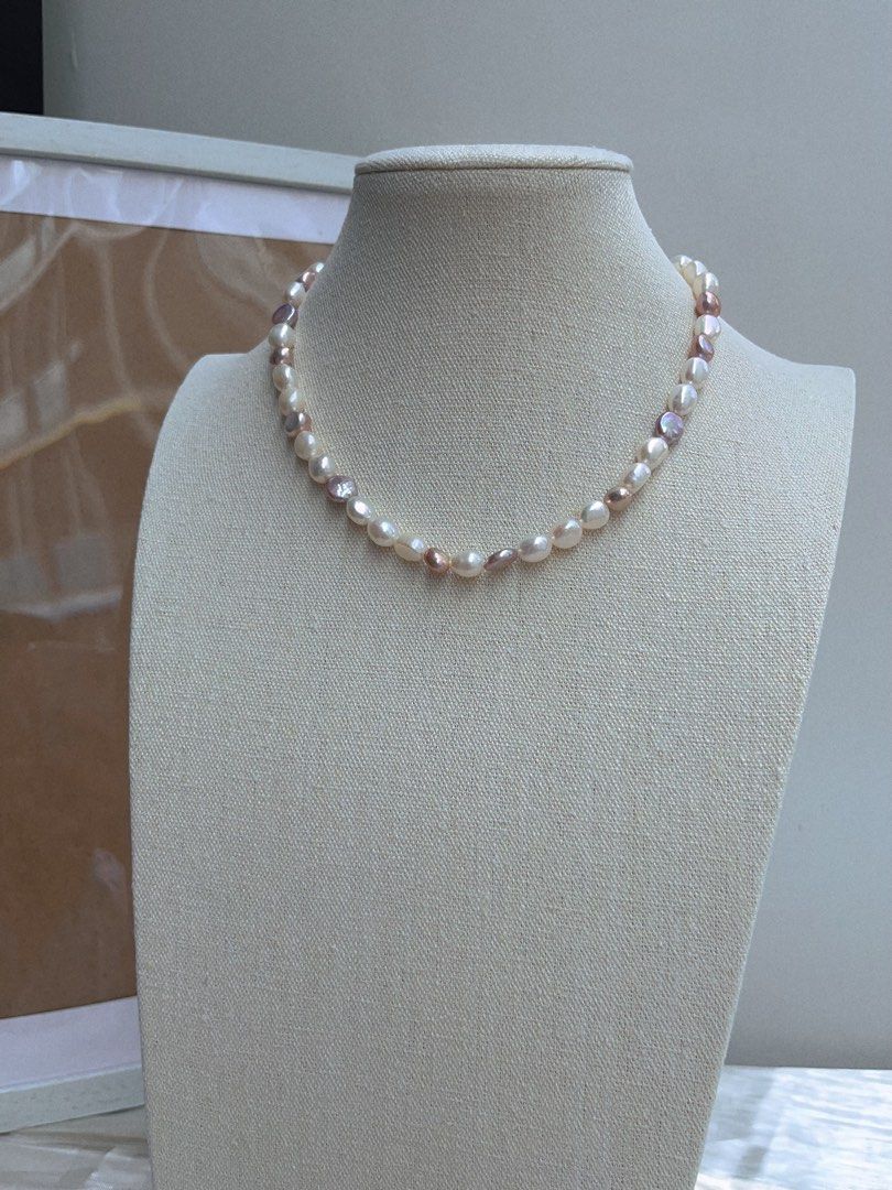 #PN658 France Romance | Freshwater Pearl Necklace | Baroque Pearl | Coin Pearl| Purple Metallic Lustre