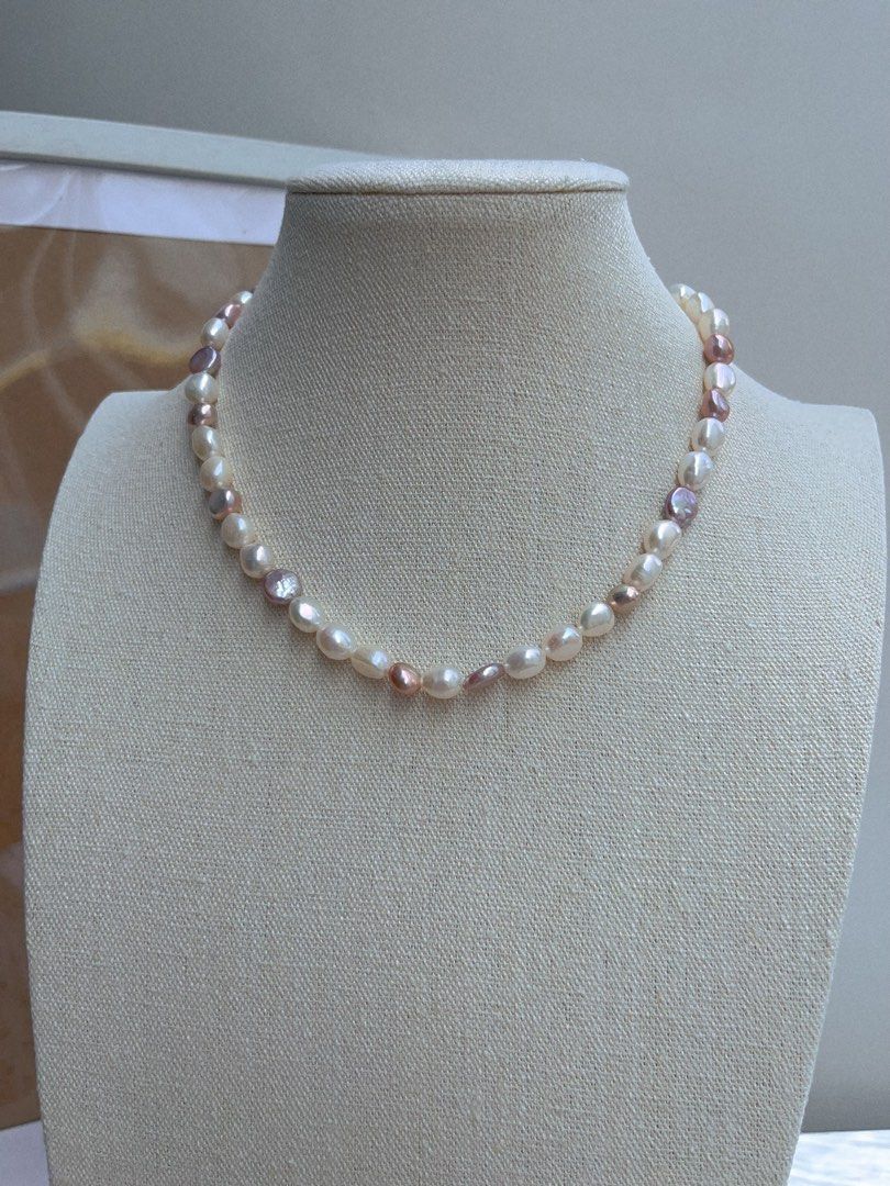 #PN658 France Romance | Freshwater Pearl Necklace | Baroque Pearl | Coin Pearl| Purple Metallic Lustre