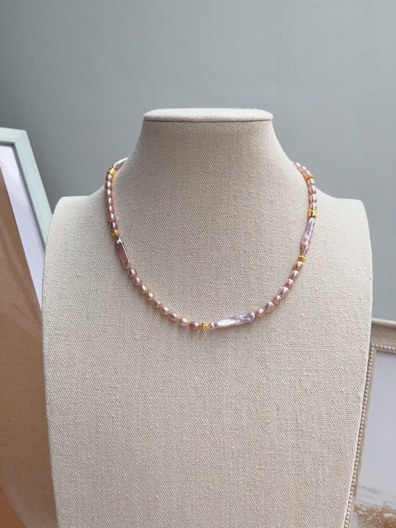 #PN659 Golden Purple | Freshwater Pearl Necklace & Earrings Set | Rice & Stick Baroque Pearl | Excellent Lustre | Heart Pendant