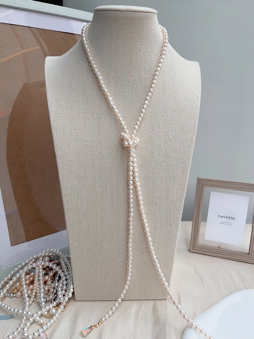 #PN660 Freshwater Pearl Necklace | 120cm Super Long Sweater Necklace | Lustrous | Pearl & Crystal Pendant | Multi Wear| 3-round| Open Ending