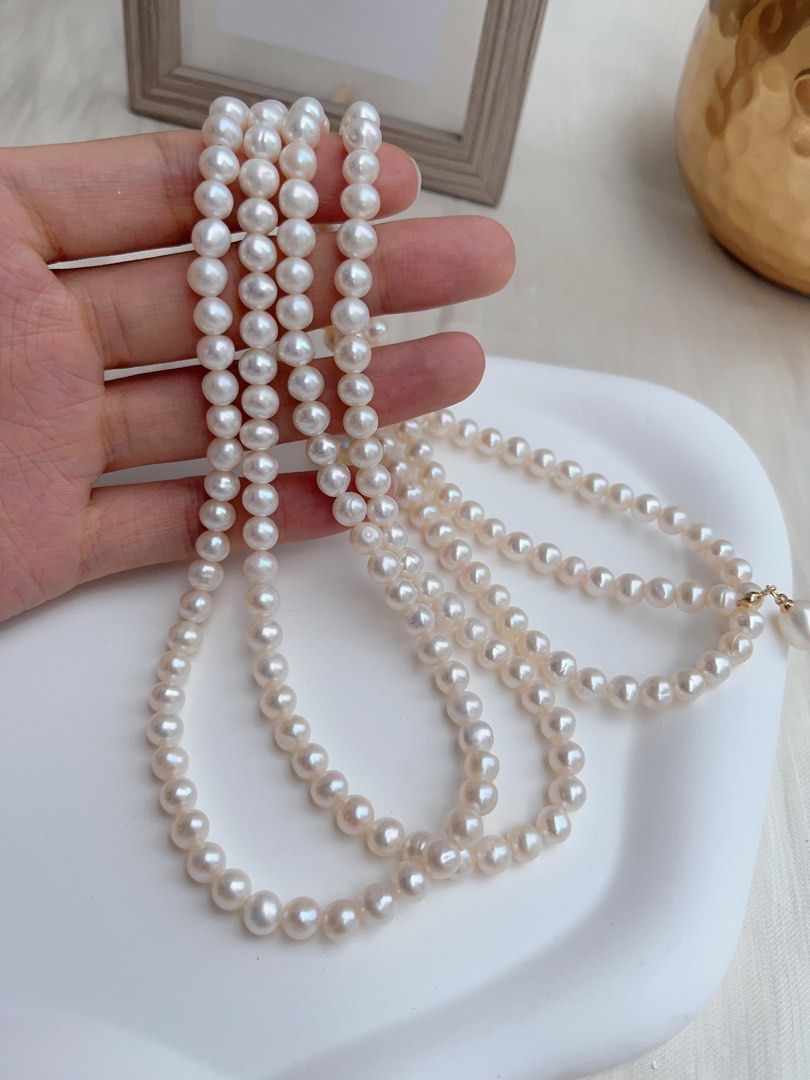 #PN660 Freshwater Pearl Necklace | 120cm Super Long Sweater Necklace | Lustrous | Pearl & Crystal Pendant | Multi Wear| 3-round| Open Ending