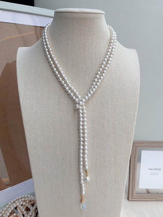#PN661 Swarovski Artificial Pearl Necklace | Super Long 118cm Sweater Necklace | Multiple Way of Wearing | Open Ending