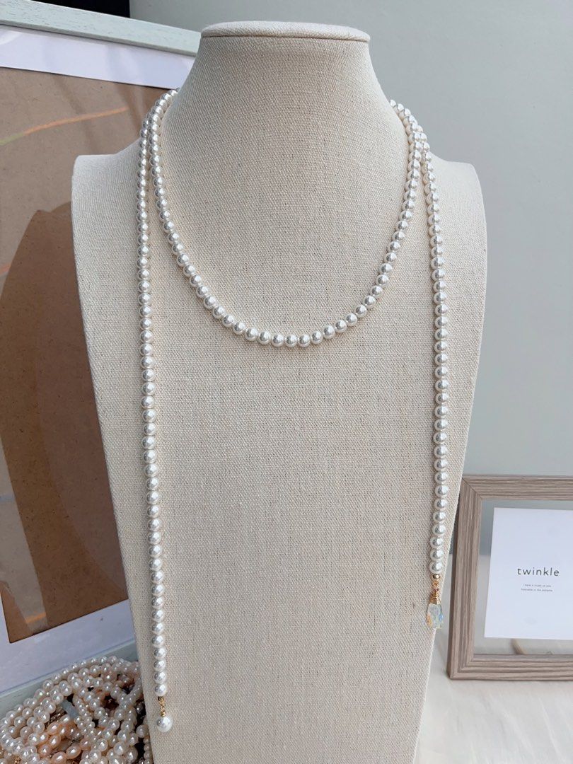 #PN661 Swarovski Artificial Pearl Necklace | Super Long 118cm Sweater Necklace | Multiple Way of Wearing | Open Ending