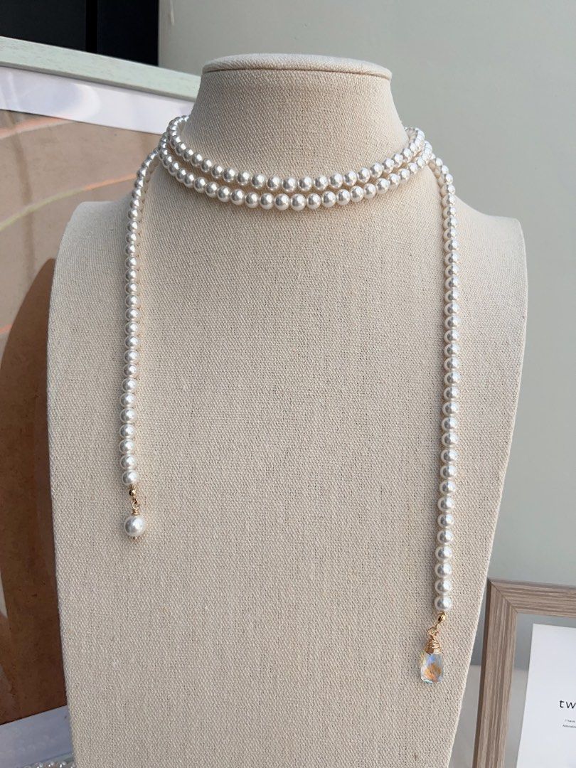 #PN661 Swarovski Artificial Pearl Necklace | Super Long 118cm Sweater Necklace | Multiple Way of Wearing | Open Ending