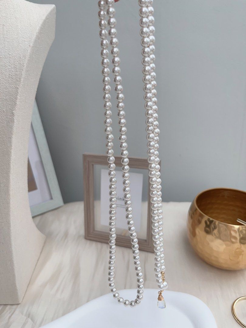 #PN661 Swarovski Artificial Pearl Necklace | Super Long 118cm Sweater Necklace | Multiple Way of Wearing | Open Ending