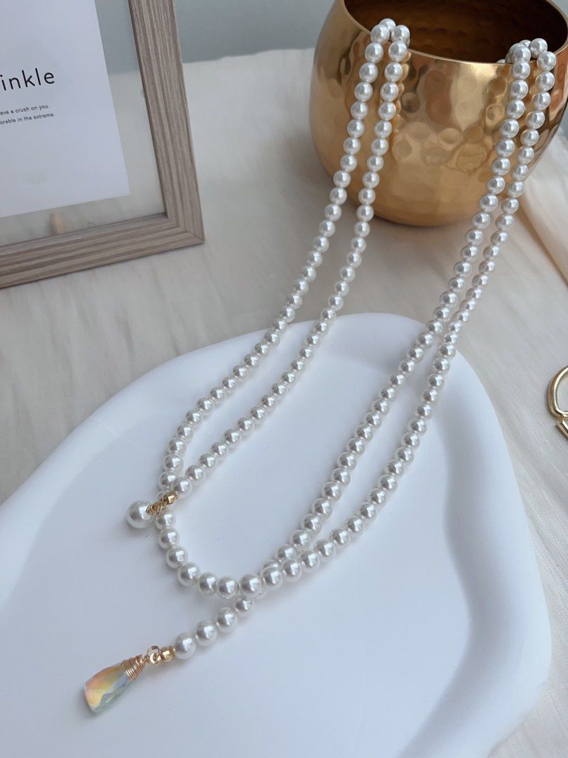#PN661 Swarovski Artificial Pearl Necklace | Super Long 118cm Sweater Necklace | Multiple Way of Wearing | Open Ending