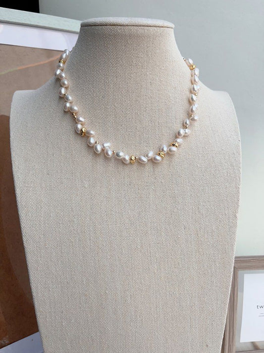 #PN664 Freshwater Pearl Necklace & Bracelet Set | Wheat Ear Design| Unique | Lustrous