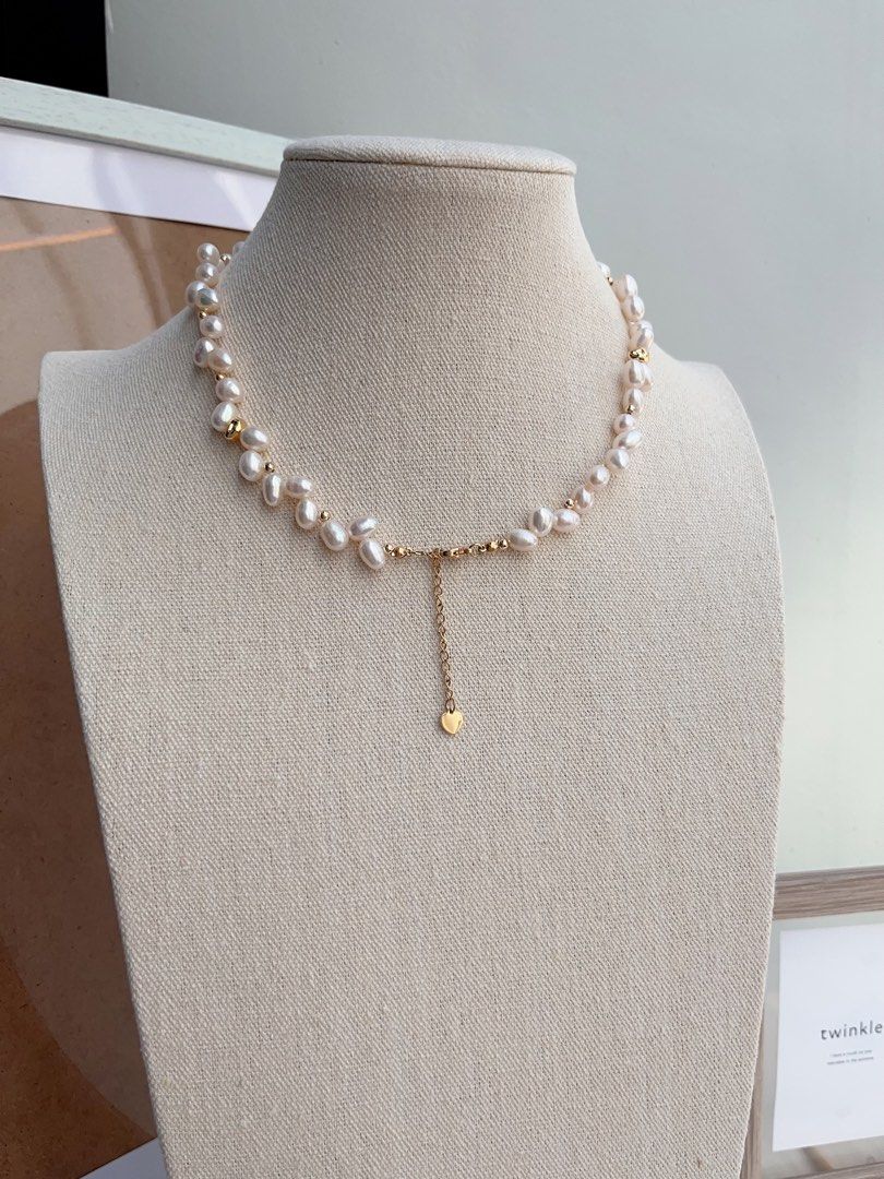 #PN664 Freshwater Pearl Necklace & Bracelet Set | Wheat Ear Design| Unique | Lustrous