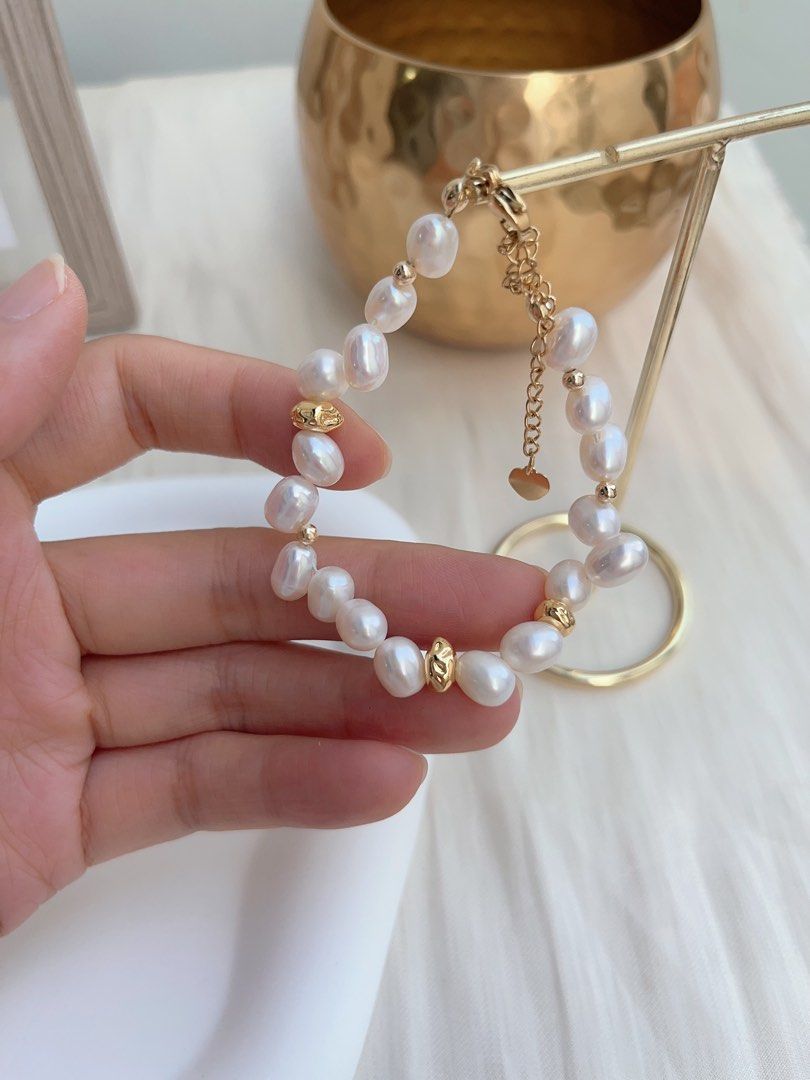 #PN664 Freshwater Pearl Necklace & Bracelet Set | Wheat Ear Design| Unique | Lustrous
