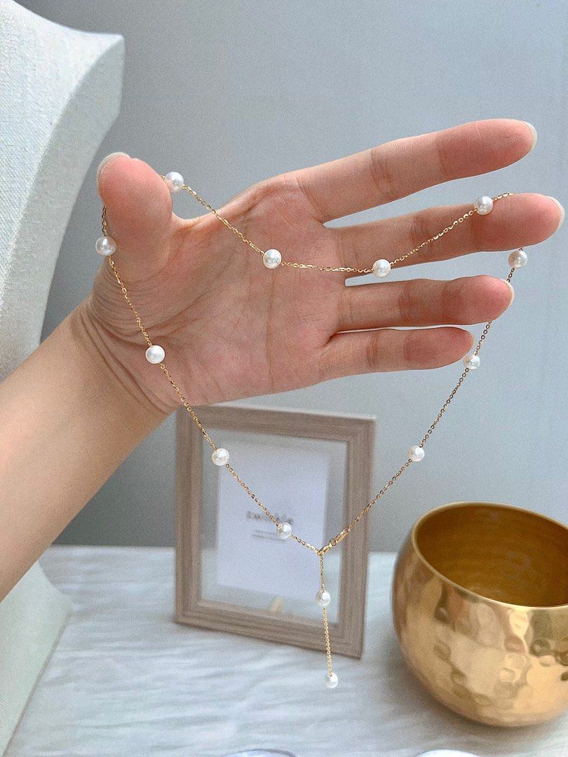 #PN672 Freshwater Pearl Necklace| Star Sky Design| Adjustable Length | Classic Eternity