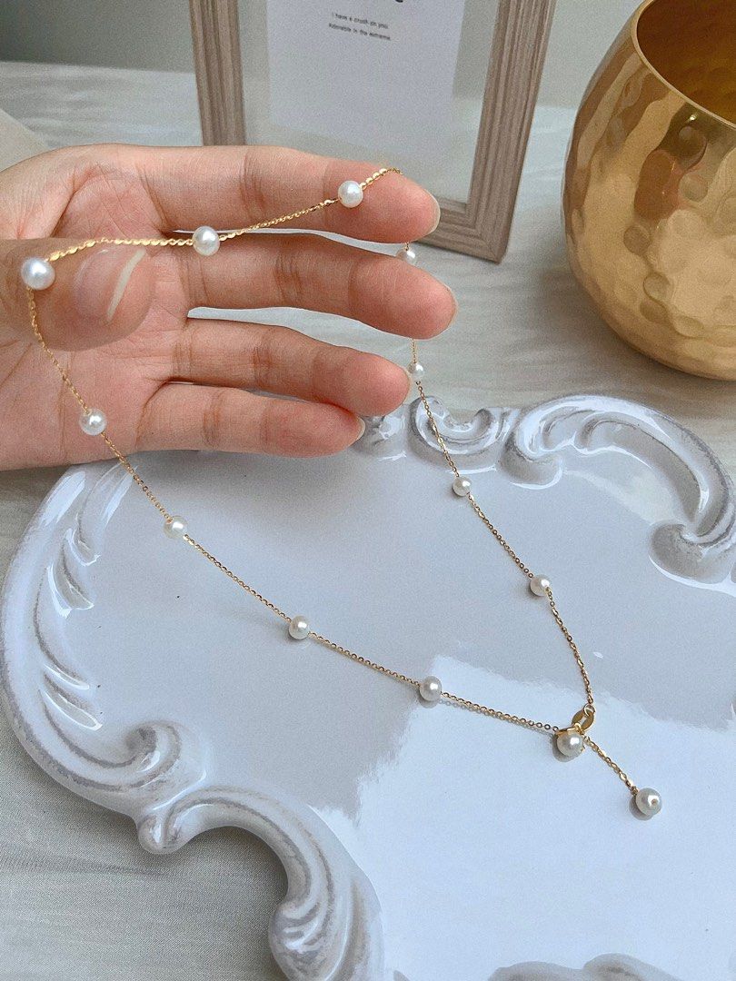 #PN672 Freshwater Pearl Necklace| Star Sky Design| Adjustable Length | Classic Eternity