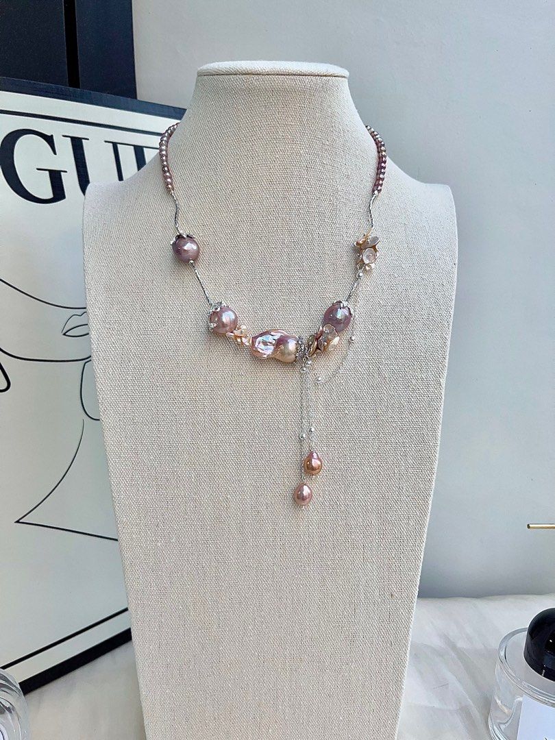 #PN682 [Floral Series] Freshwater Pearl Necklace | 14-15mm Big Avocado Shade Edison Pearls| Big Fishtail Baroque Pearl | Original Design| We Deserve All Good Things