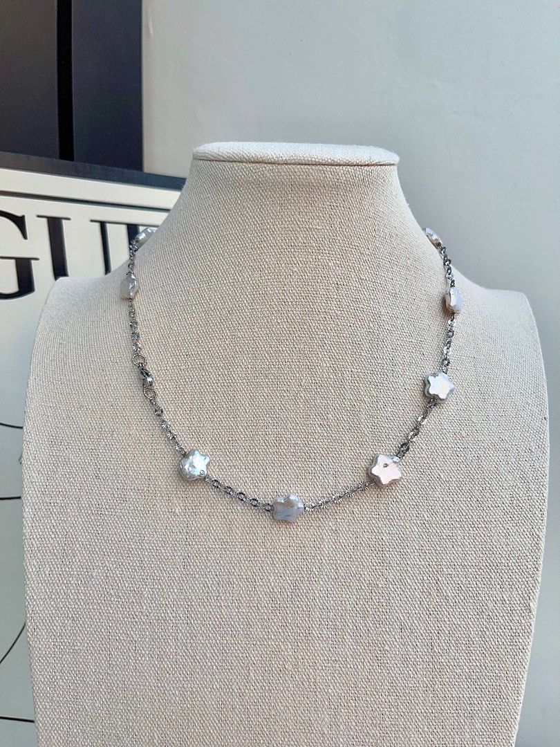 #PN684 Freshwater Pearl Necklace | Star Shaped Baroque | Silver Colour Chain| Cuteness & Personality