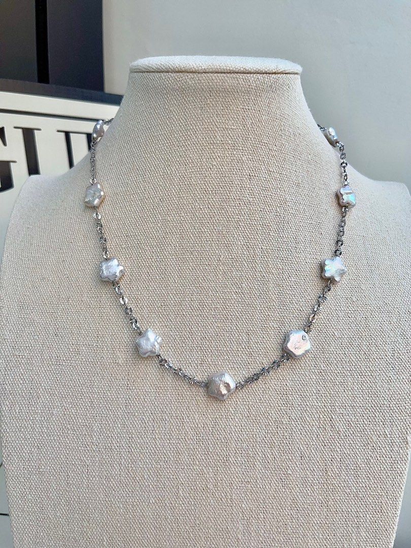 #PN684 Freshwater Pearl Necklace | Star Shaped Baroque | Silver Colour Chain| Cuteness & Personality