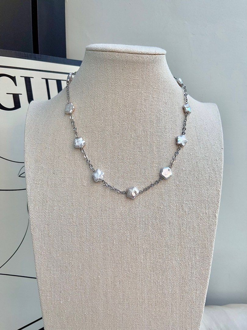 #PN684 Freshwater Pearl Necklace | Star Shaped Baroque | Silver Colour Chain| Cuteness & Personality