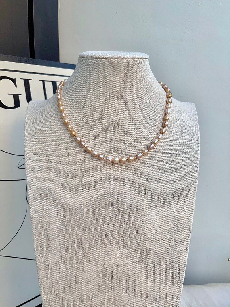 #PN685 Freshwater Pearl Necklace | Rare Light Golden Colour | Unconscious Royalties