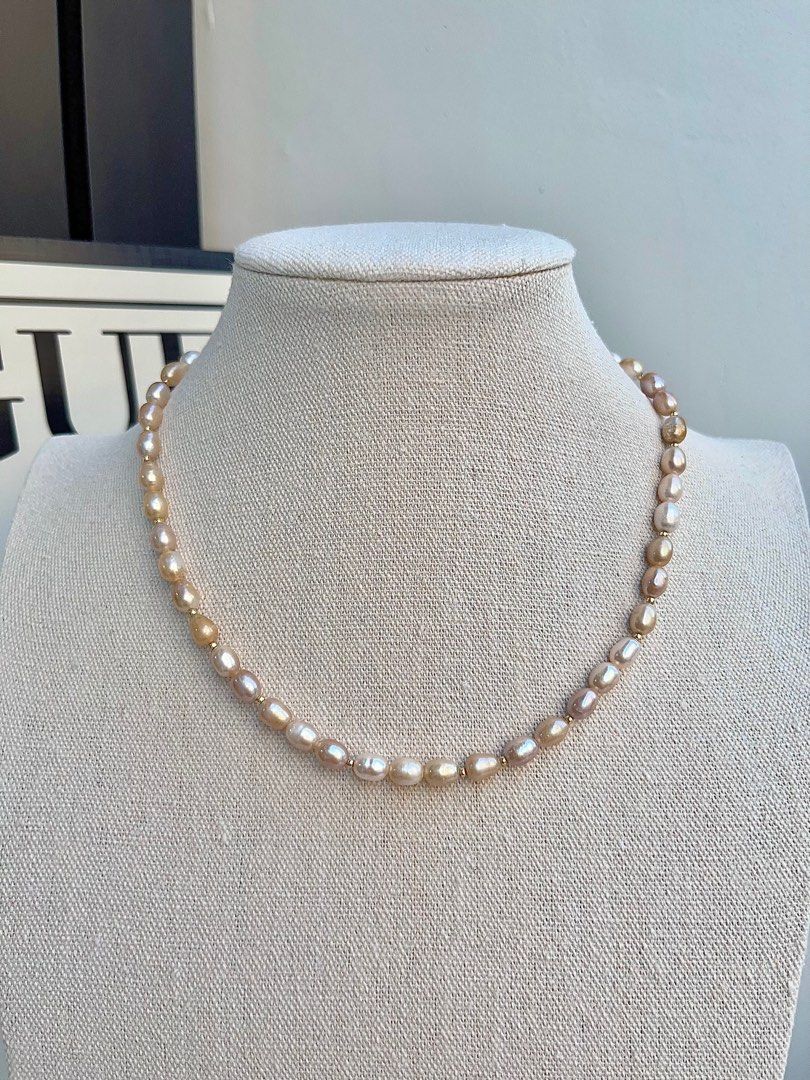 #PN685 Freshwater Pearl Necklace | Rare Light Golden Colour | Unconscious Royalties