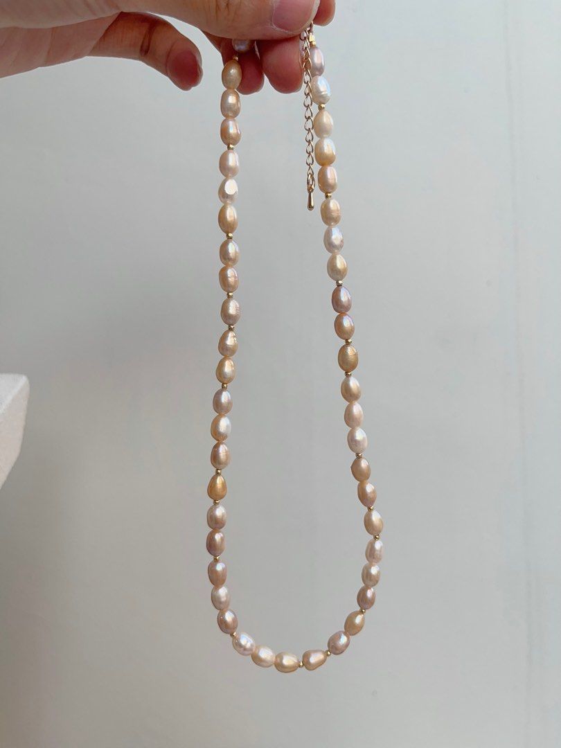 #PN685 Freshwater Pearl Necklace | Rare Light Golden Colour | Unconscious Royalties