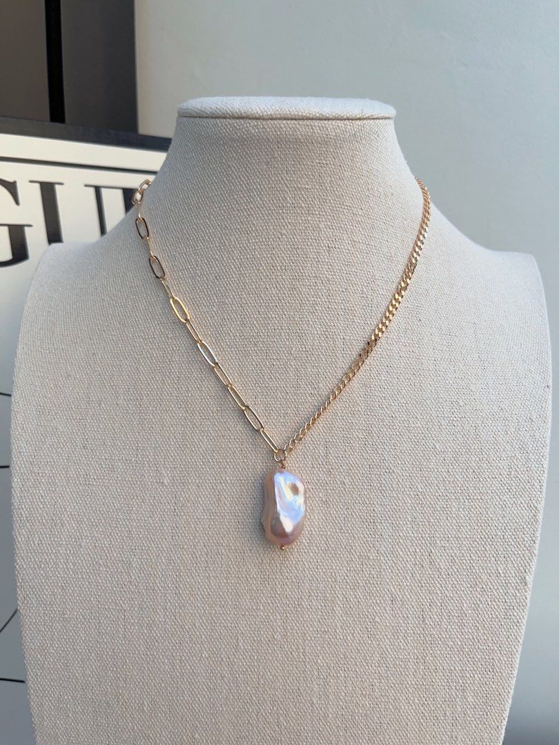 #PN686 Freshwater Pearl Necklace | Baroque Pearl Pendant Chain Necklace | Superb Lustre| Perfect For Stacking Wearing