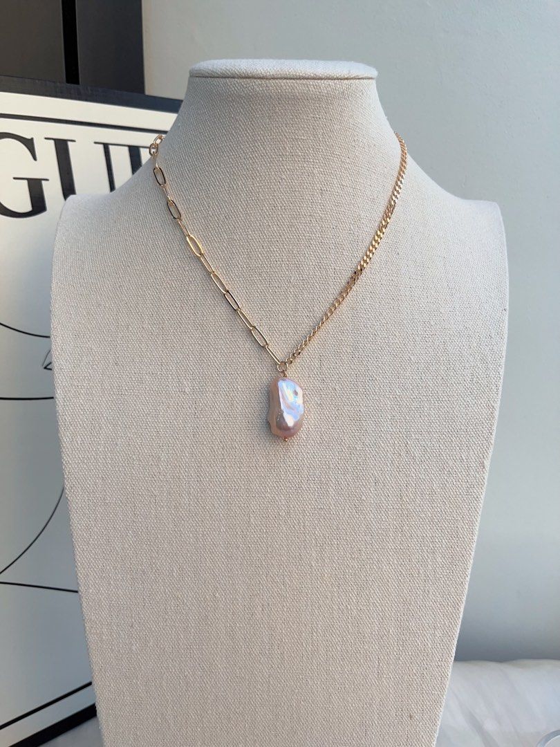 #PN686 Freshwater Pearl Necklace | Baroque Pearl Pendant Chain Necklace | Superb Lustre| Perfect For Stacking Wearing