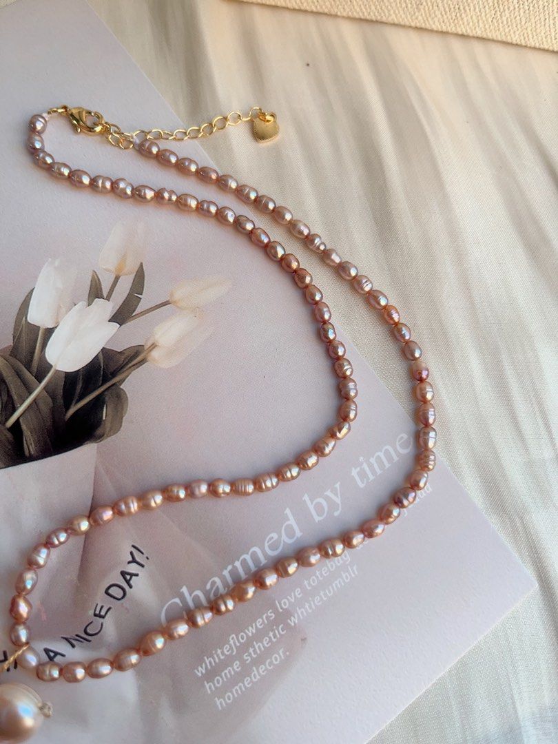 #PN687 Freshwater Pearl Necklace | Sunflower Pearl Design| Baby Purple Baroque Pearl |Removable Pendant |Lustrous | Handmade| Life Needs Sunshine